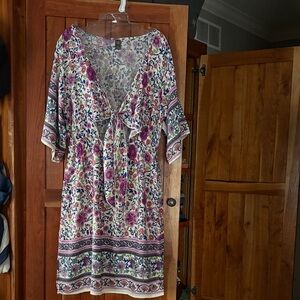 SHEIN Multicolor Wrap-Tie Front Light Weight Dress